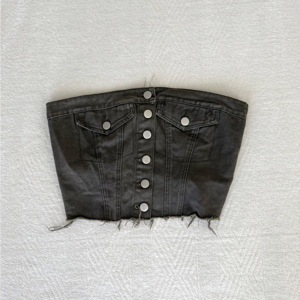 Emory Park Green Denim Button-Up Top